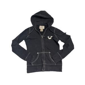 True Religion Y2K Buddha Rhinestone Zip Hoodie SZ SM